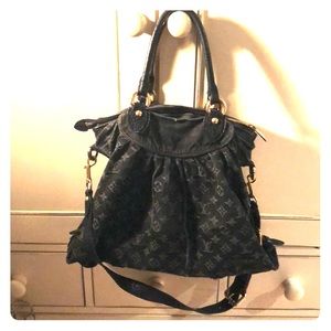 Louis Vuitton Handbag Black Denim Tote